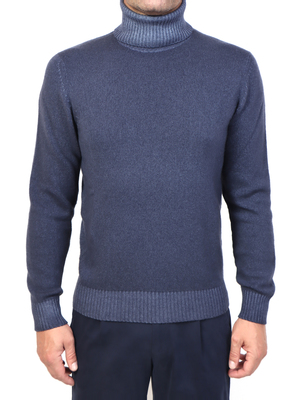 sweater malo turtleneck cashmere blue