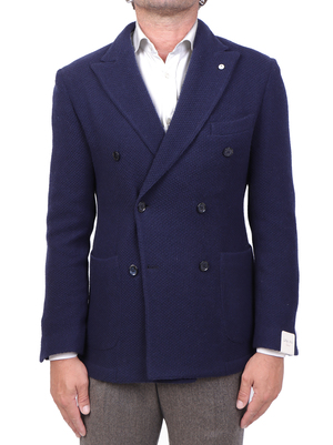 giacca l.b.m. 1911 blazer doppio petto jacquard blu
