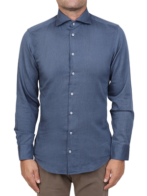 camicia bastoncino cotone blu