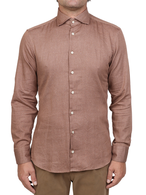 camicia bastoncino cotone marrone