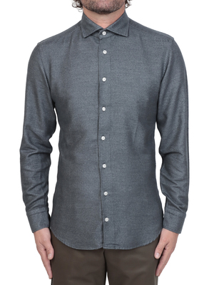 camicia bastoncino cotone-cashmere grigio