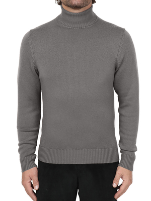 sweater malo turtleneck merino wool grey