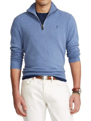 sweater polo ralph lauren chester zip blu