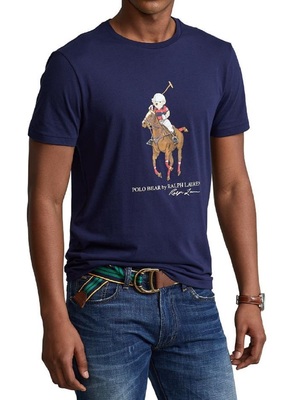 t-shirt polo ralph lauren girocollo big pony blu