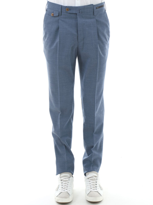 pantalone pt torino - pt01 lana tecnica stretch blu