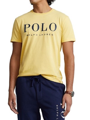 t-shirt polo ralph lauren girocollo stampata giallo