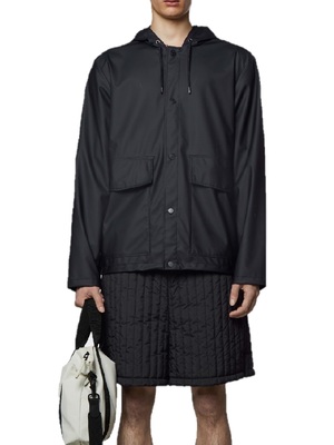impermeabile short hooded coat nero
