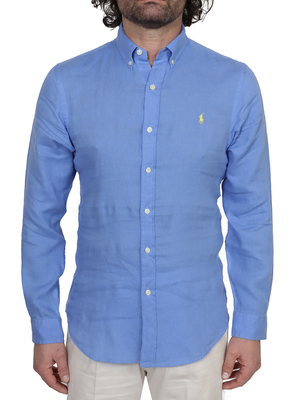 camicia polo ralph lauren lino blu