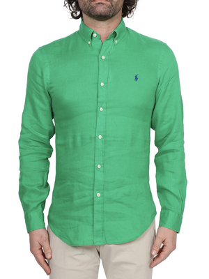 camicia polo ralph lauren lino verde