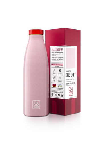 bottiglia bboom termica acciao metallizato rosa