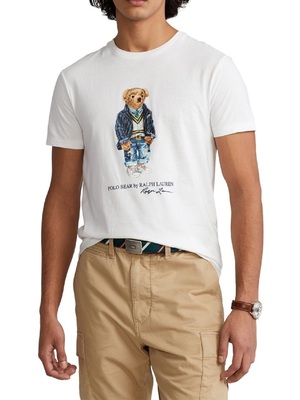 t-shirt polo ralph lauren polo bear jersey bianco