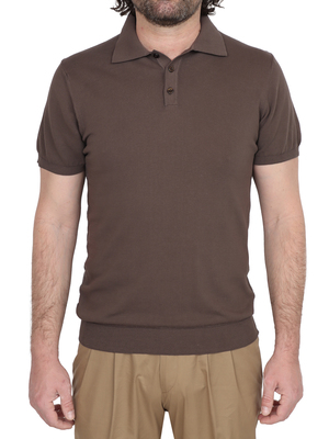 polo shirt pendolum cotton crepe brown