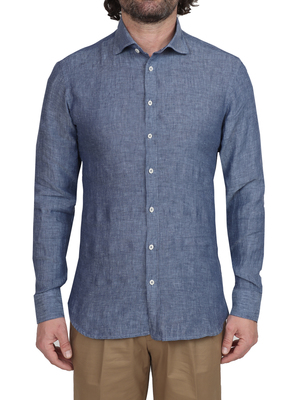 shirt bastoncino linen flamed blue
