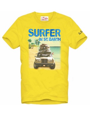 t-shirt mc2 saint barth surfing car yellow