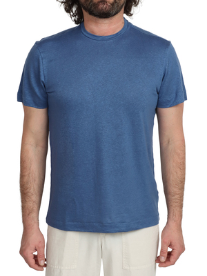t-shirt majestic filatures leon lino stretch blu