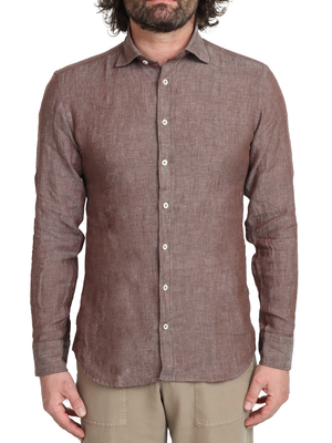 shirt bastoncino linen flamed brown