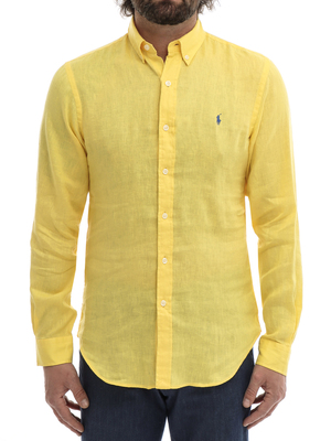 camicia polo ralph lauren lino giallo