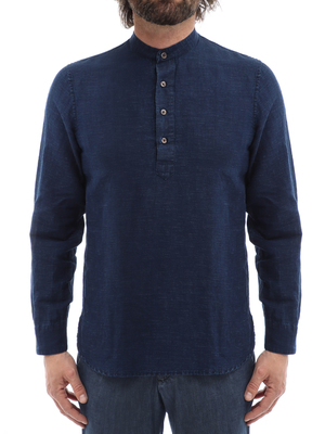 camicia altea coreana lino-cotone blu
