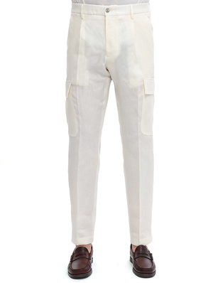pantaloni briglia 1949 cargo lino bianco
