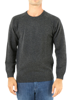 sweater alan paine crew neck lambswool grey