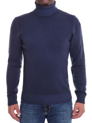 sweater malo turtleneck lambswool blue