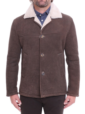 cappotto pro leather shearling scamosciato marrone